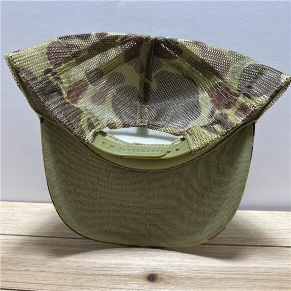 Retro NOS American Badass Vintage RARE Camo Trucker Hat Cap Printed in USA 1980s